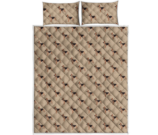 German Shepherd Dog Pattern Print Quilt Bed Set