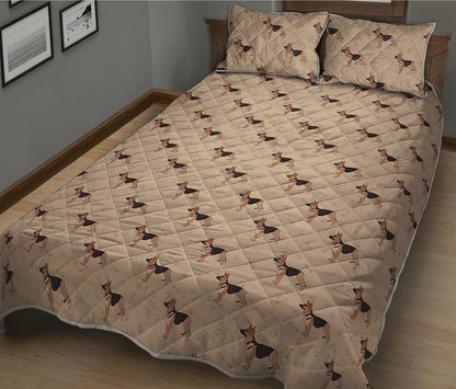 German Shepherd Dog Pattern Print Quilt Bed Set