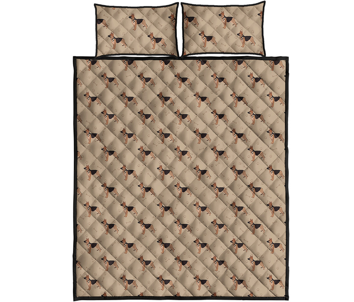 German Shepherd Dog Pattern Print Quilt Bed Set