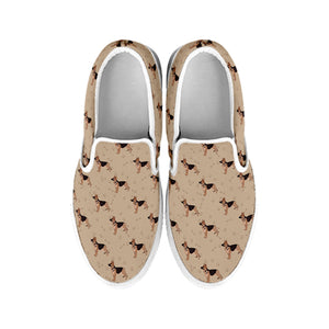 German Shepherd Dog Pattern Print White Slip On Shoes