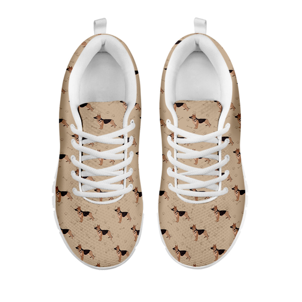 German Shepherd Dog Pattern Print White Sneakers