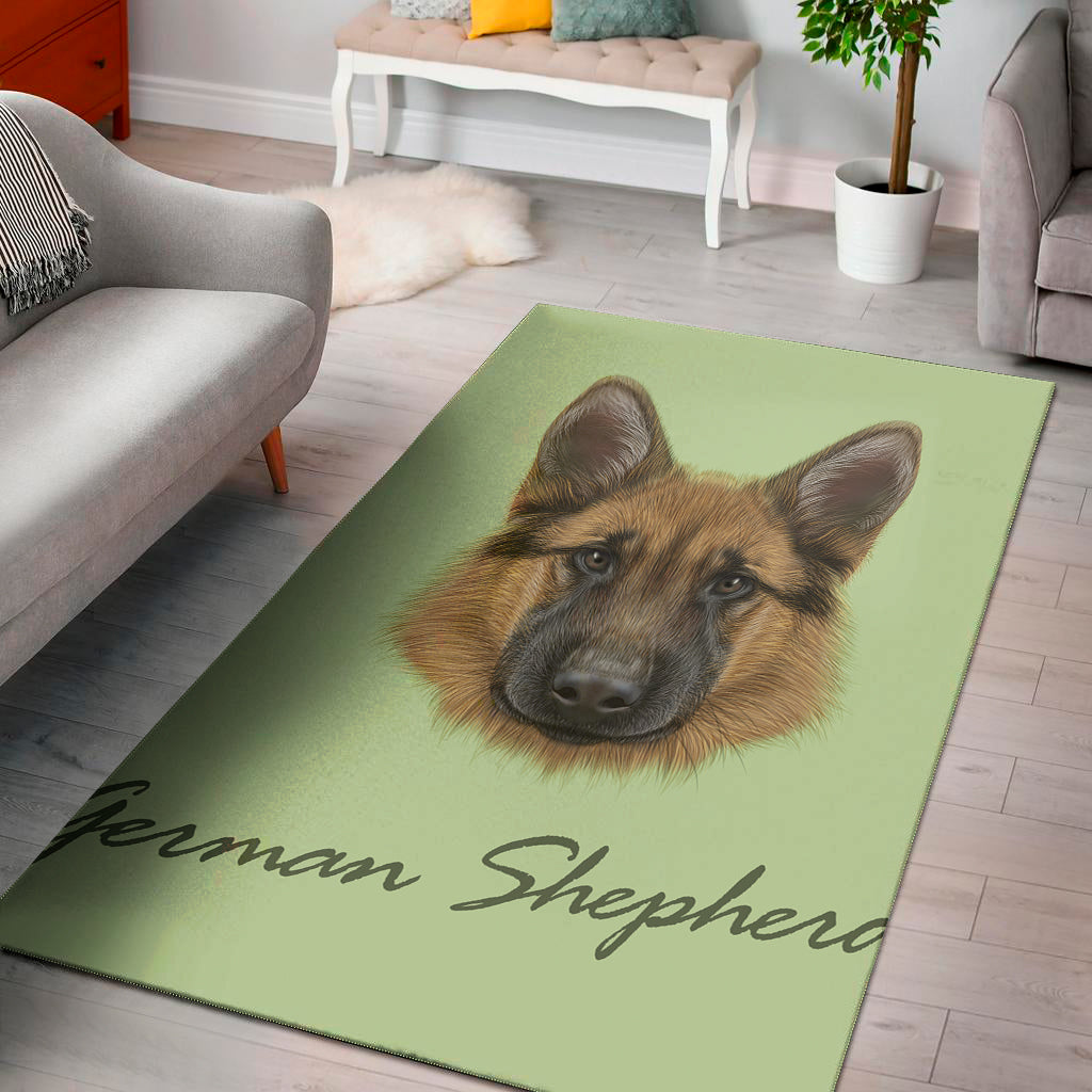 German Shepherd Dog Portrait Print Area Rug