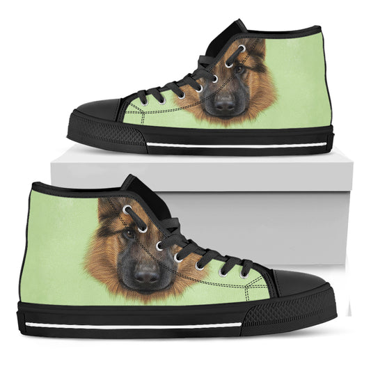 German Shepherd Dog Portrait Print Black High Top Shoes