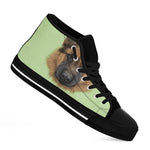 German Shepherd Dog Portrait Print Black High Top Shoes