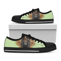 German Shepherd Dog Portrait Print Black Low Top Sneakers