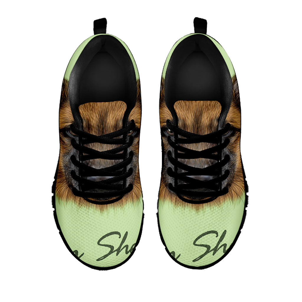 German Shepherd Dog Portrait Print Black Sneakers