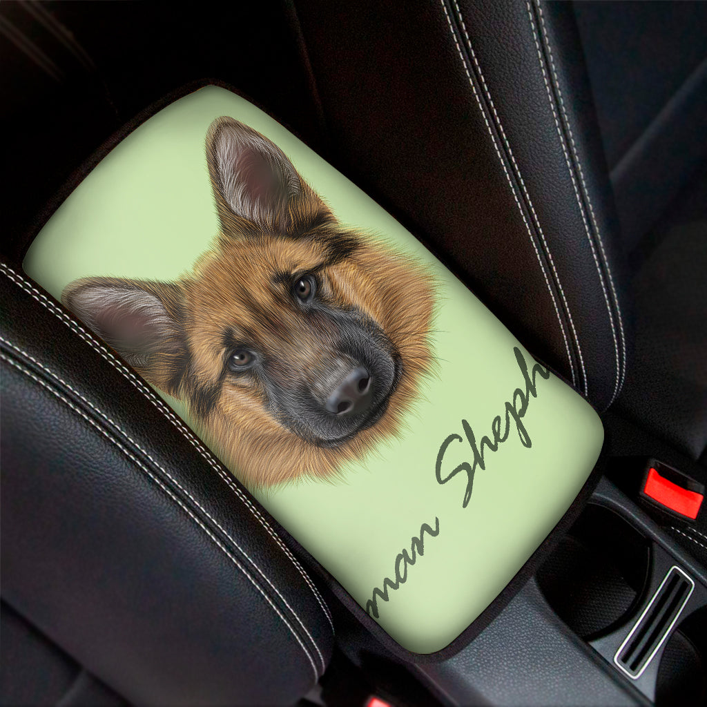 German Shepherd Dog Portrait Print Car Center Console Cover