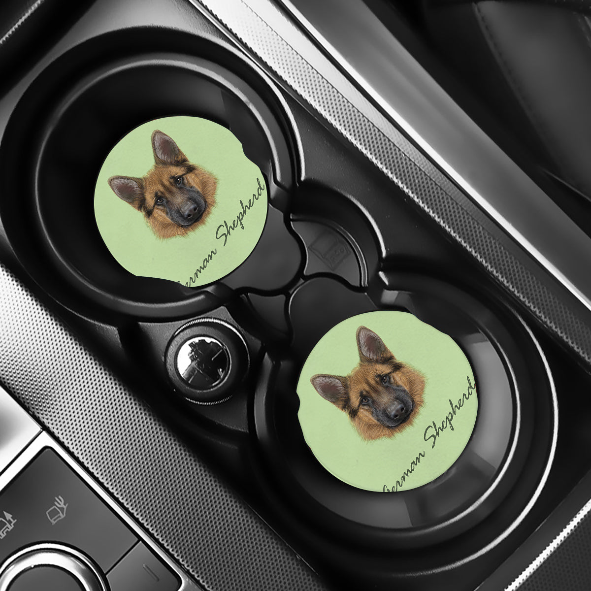 German Shepherd Dog Portrait Print Car Coasters