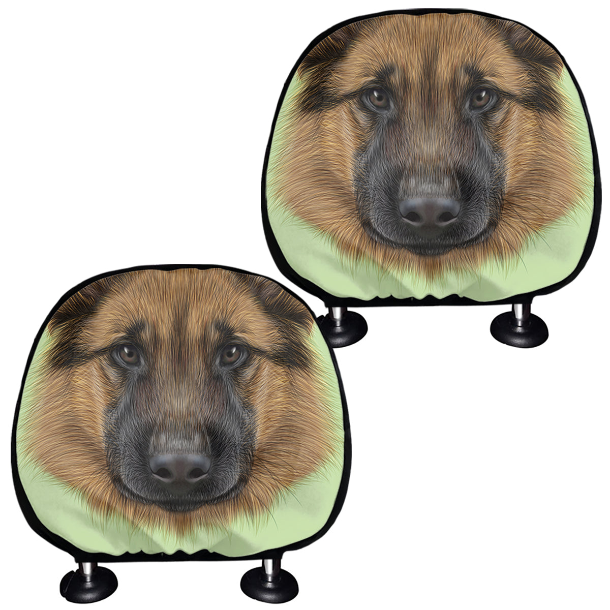 German Shepherd Dog Portrait Print Car Headrest Covers