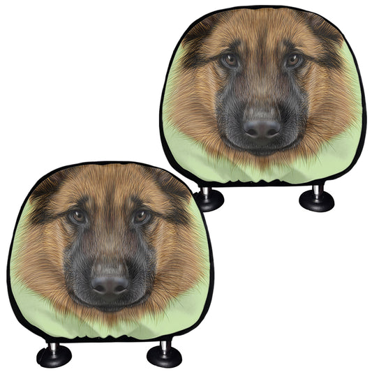 German Shepherd Dog Portrait Print Car Headrest Covers