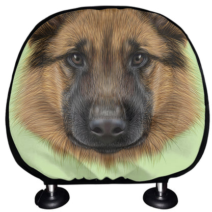 German Shepherd Dog Portrait Print Car Headrest Covers