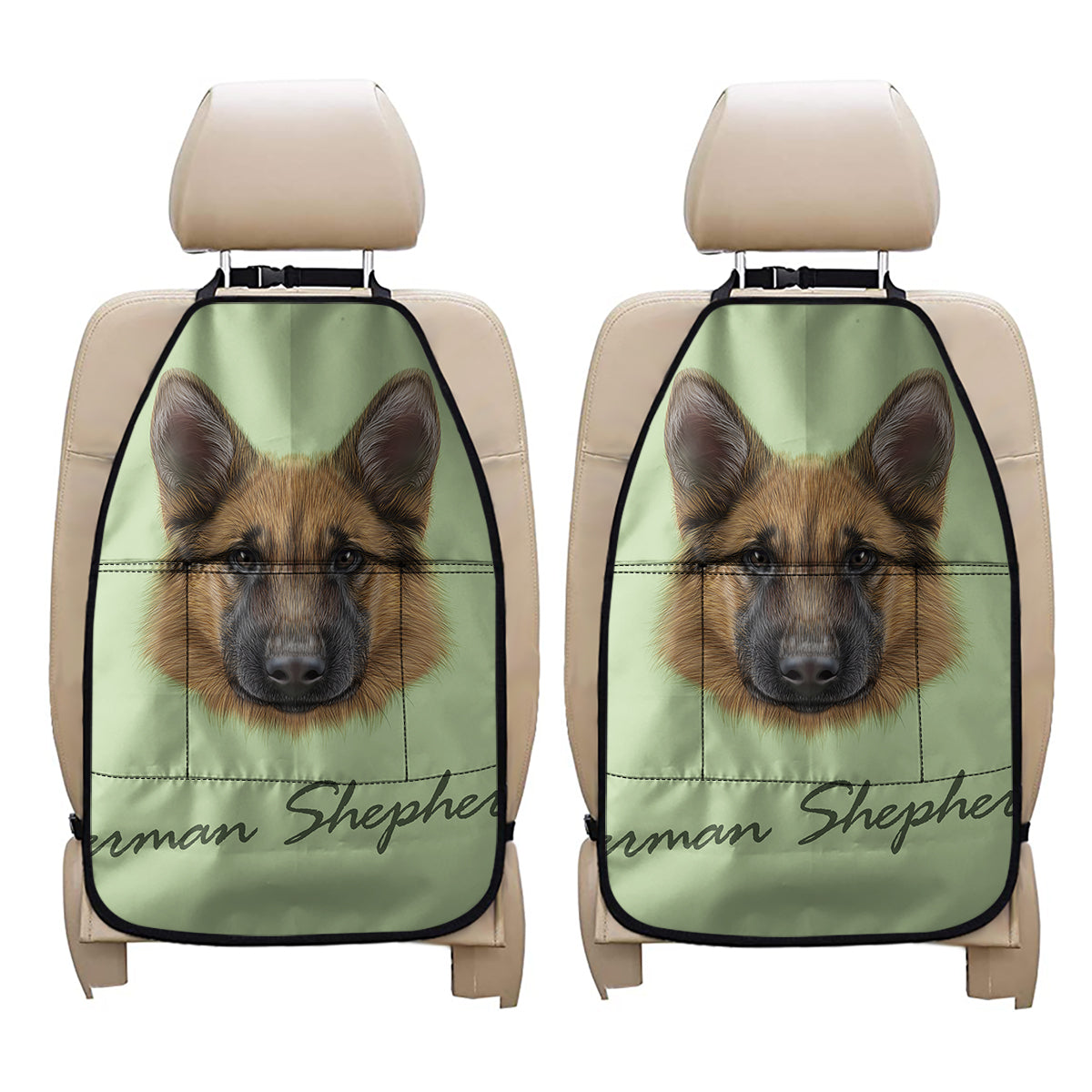 German Shepherd Dog Portrait Print Car Seat Organizers