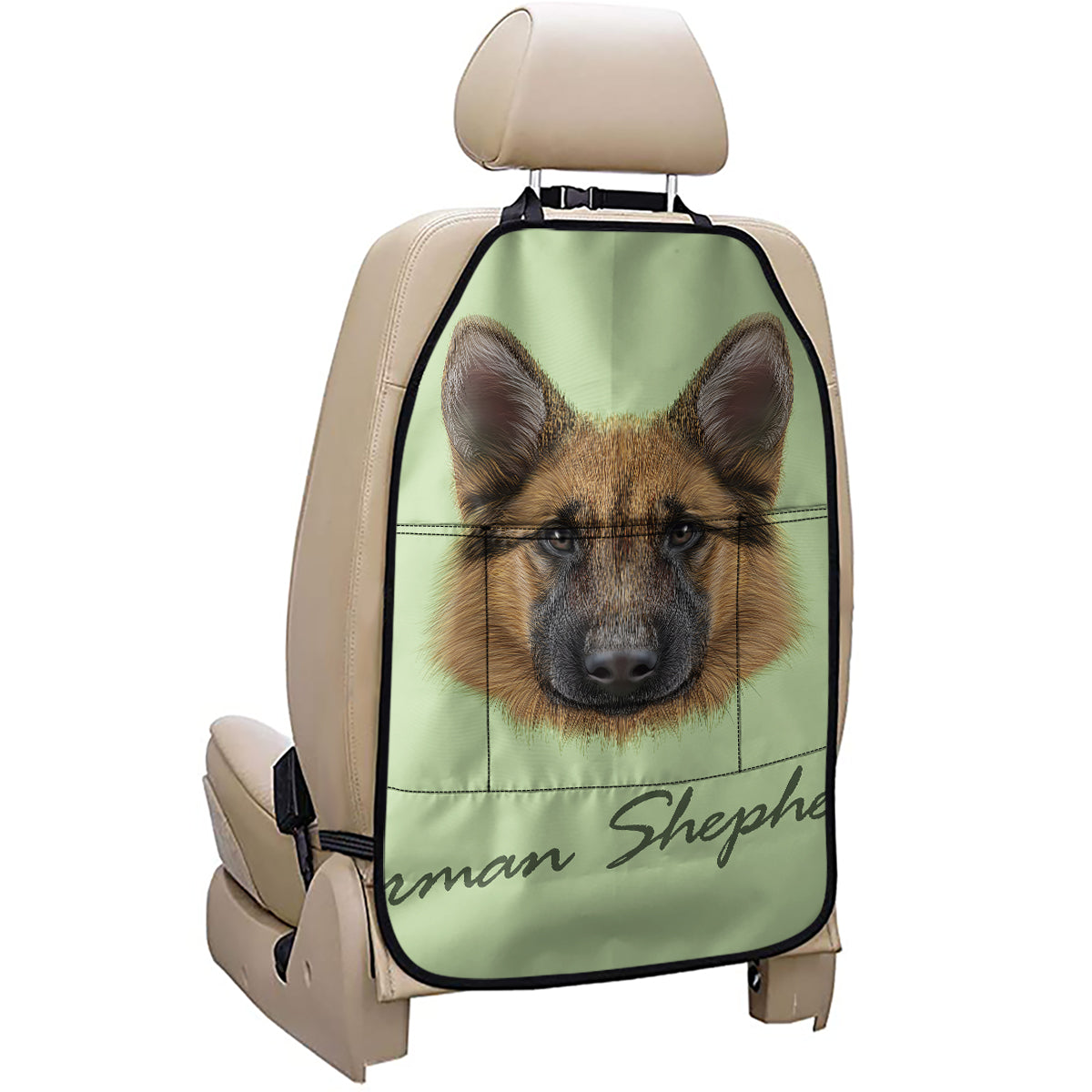 German Shepherd Dog Portrait Print Car Seat Organizers