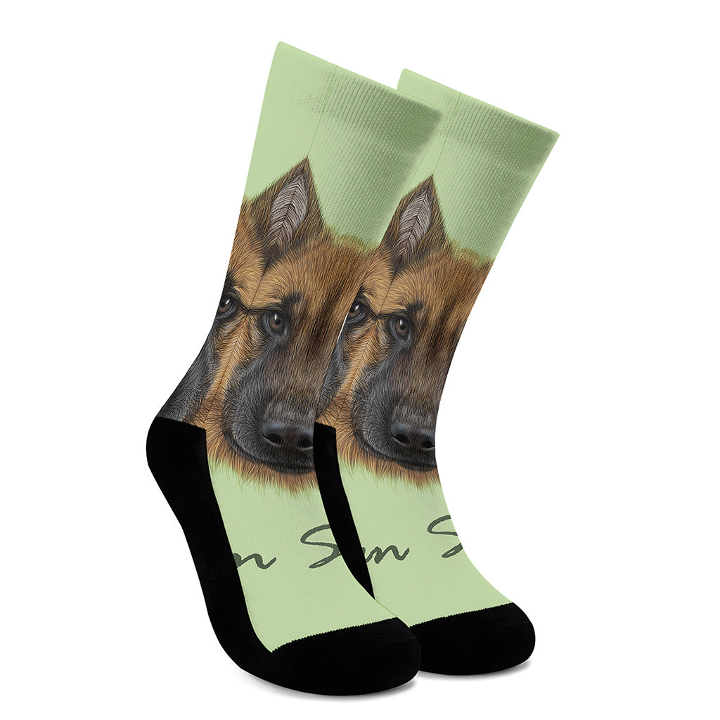 German Shepherd Dog Portrait Print Crew Socks