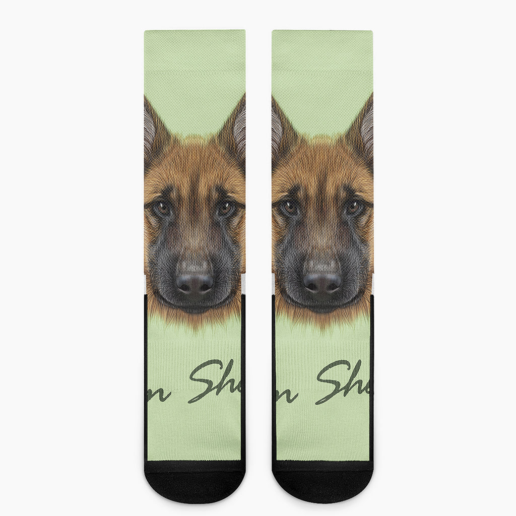 German Shepherd Dog Portrait Print Crew Socks