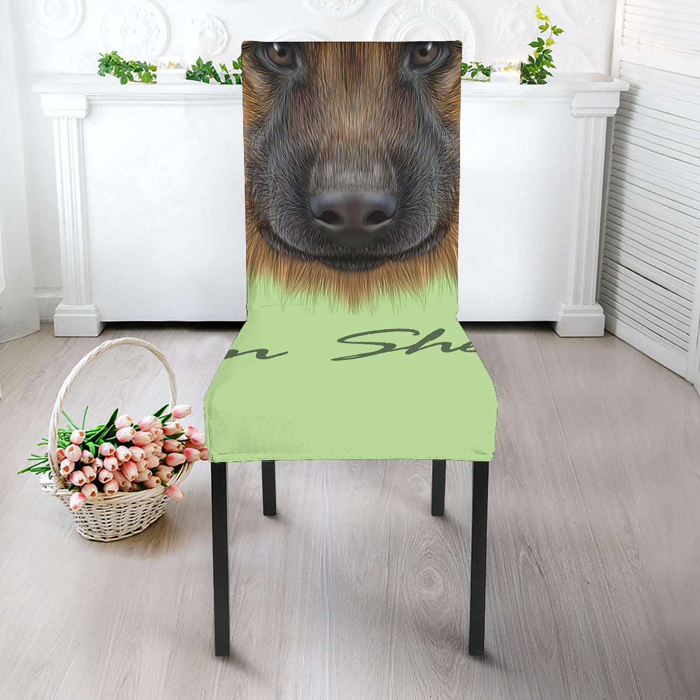 German Shepherd Dog Portrait Print Dining Chair Slipcover