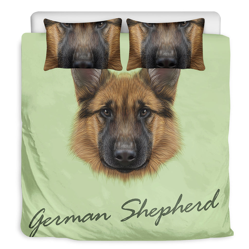 German Shepherd Dog Portrait Print Duvet Cover Bedding Set