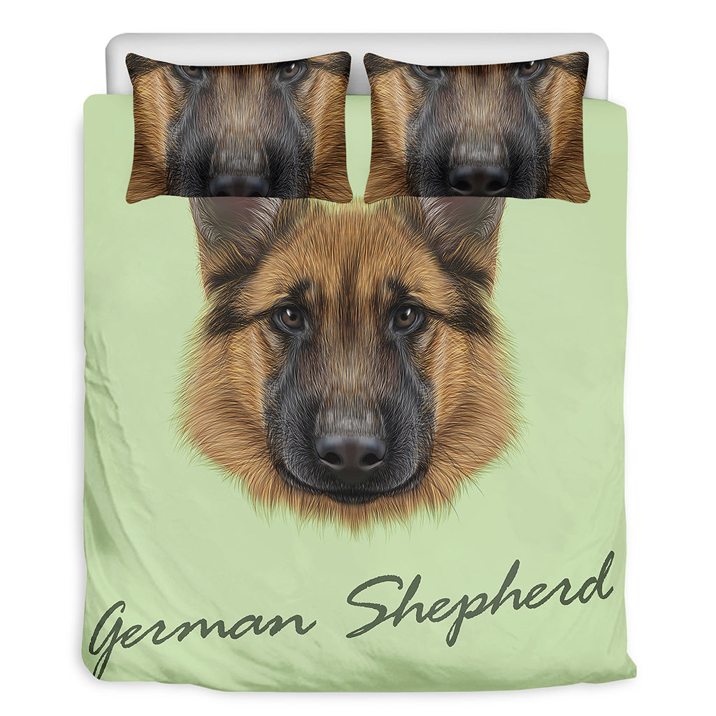 German Shepherd Dog Portrait Print Duvet Cover Bedding Set