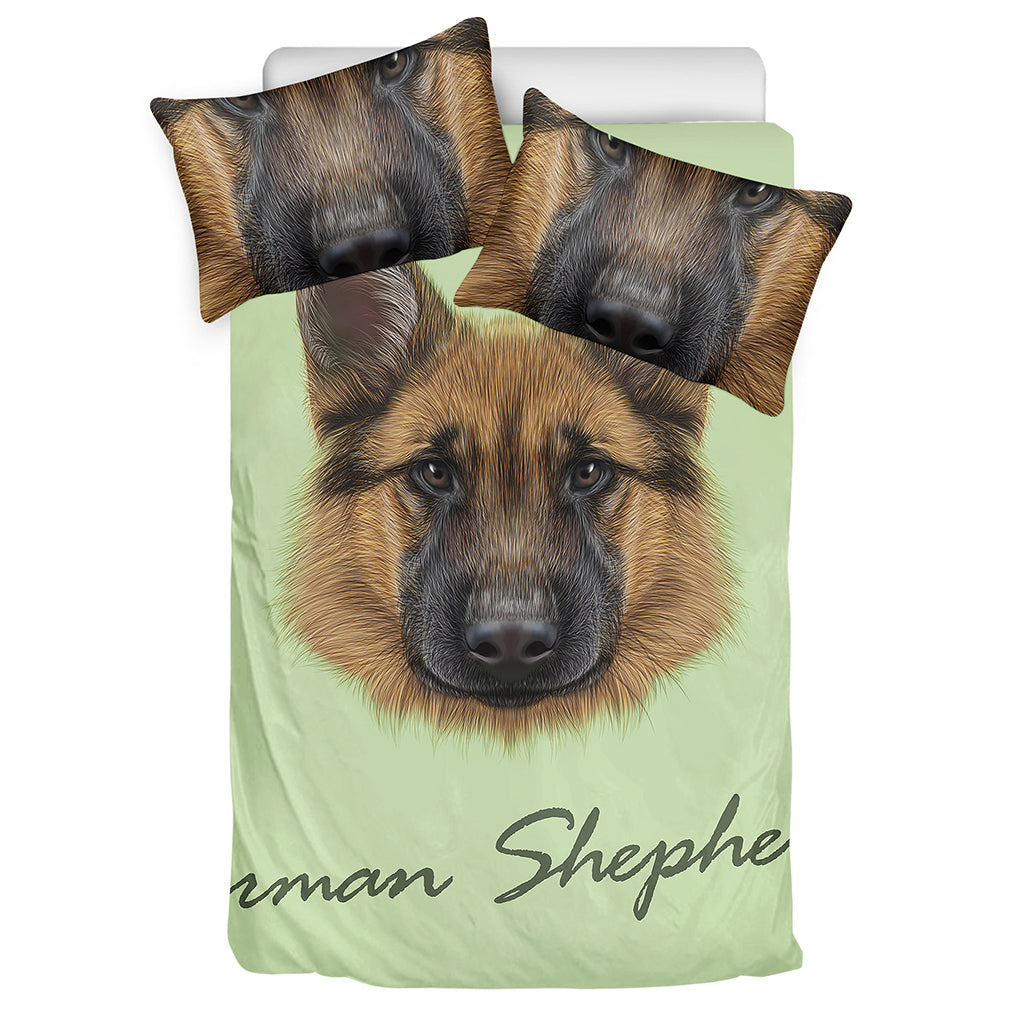 German Shepherd Dog Portrait Print Duvet Cover Bedding Set
