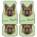 German Shepherd Dog Portrait Print Front and Back Car Floor Mats