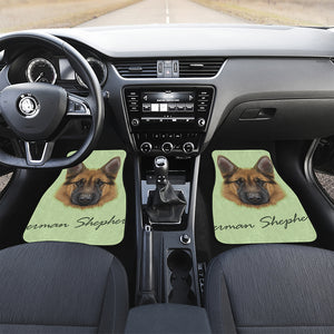 German Shepherd Dog Portrait Print Front and Back Car Floor Mats