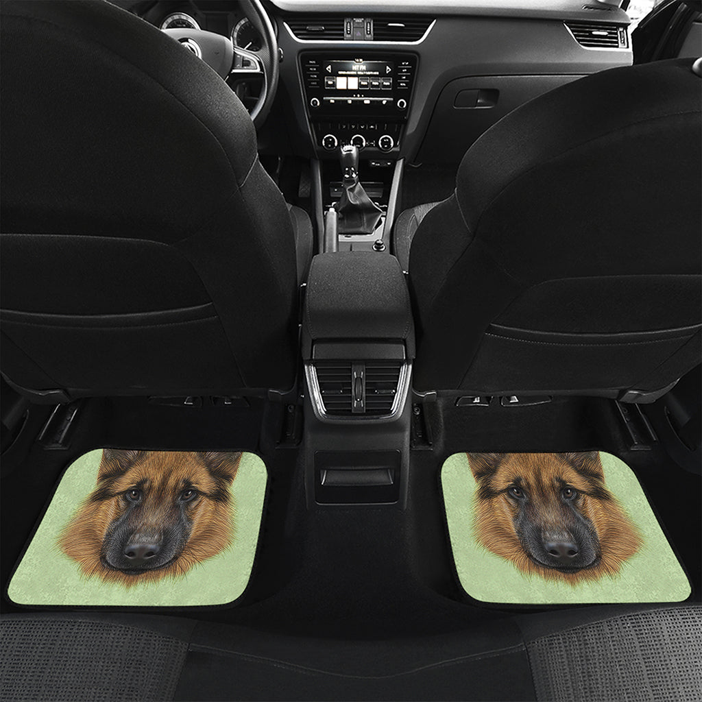 German Shepherd Dog Portrait Print Front and Back Car Floor Mats