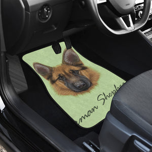 German Shepherd Dog Portrait Print Front and Back Car Floor Mats