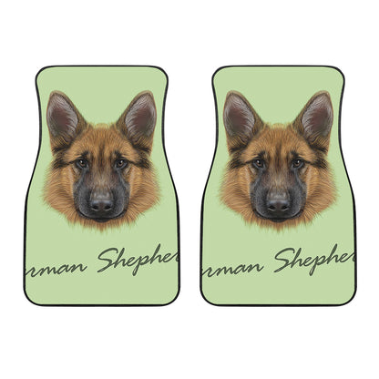German Shepherd Dog Portrait Print Front Car Floor Mats