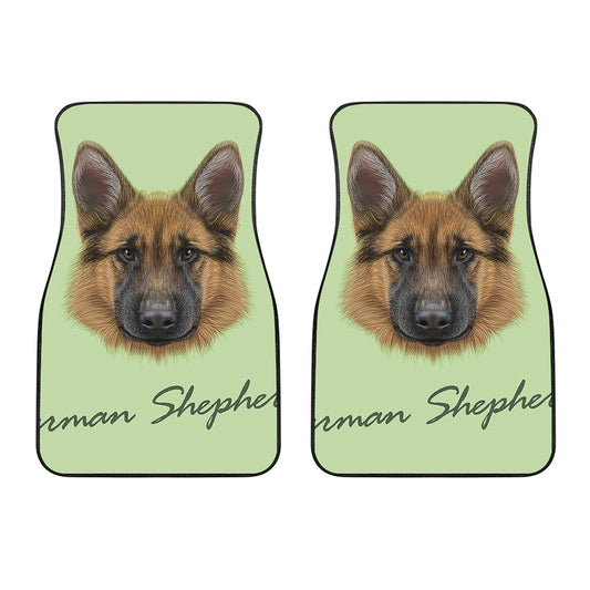 German Shepherd Dog Portrait Print Front Car Floor Mats