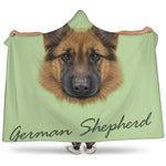 German Shepherd Dog Portrait Print Hooded Blanket
