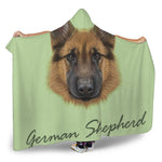 German Shepherd Dog Portrait Print Hooded Blanket