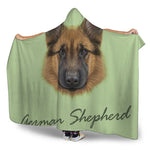 German Shepherd Dog Portrait Print Hooded Blanket
