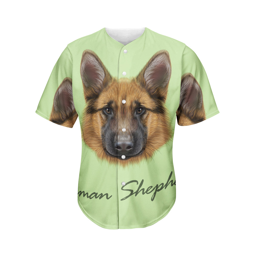 German Shepherd Dog Portrait Print Men's Baseball Jersey