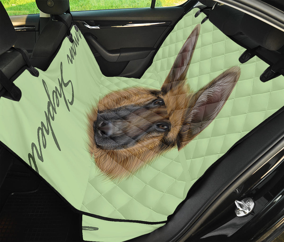 German Shepherd Dog Portrait Print Pet Car Back Seat Cover