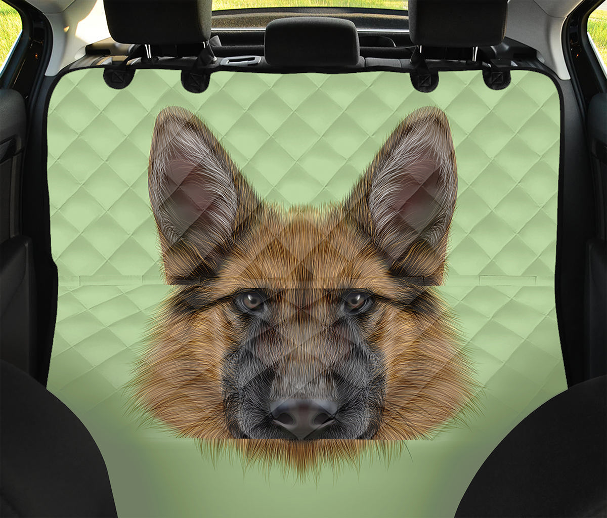 German Shepherd Dog Portrait Print Pet Car Back Seat Cover