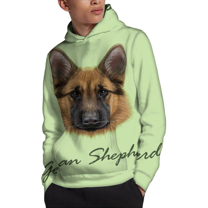 German Shepherd Dog Portrait Print Pullover Hoodie