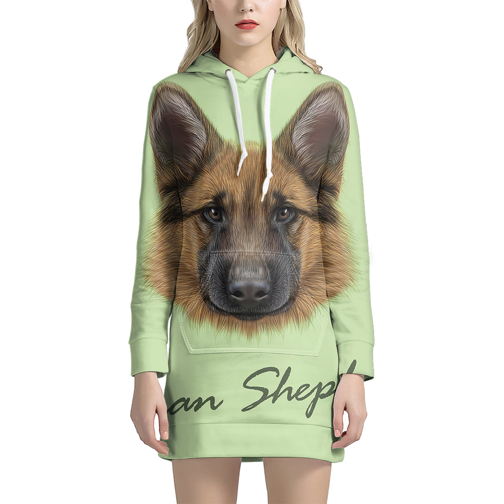 German Shepherd Dog Portrait Print Pullover Hoodie Dress