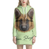 German Shepherd Dog Portrait Print Pullover Hoodie Dress