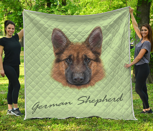 German Shepherd Dog Portrait Print Quilt