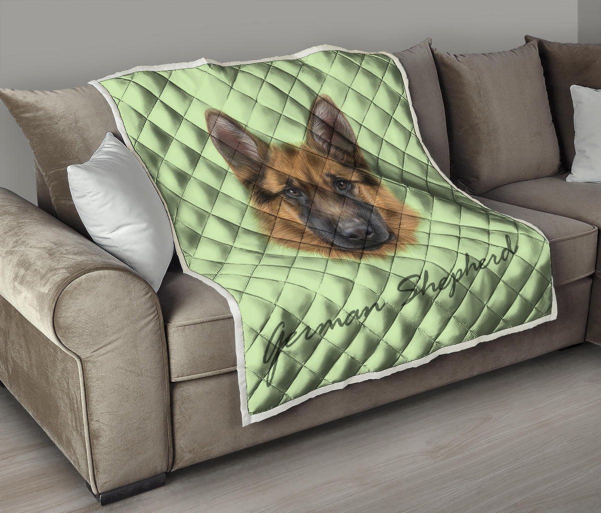 German Shepherd Dog Portrait Print Quilt