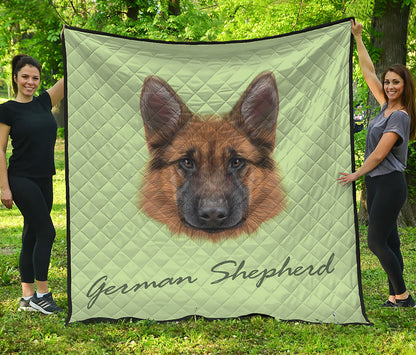 German Shepherd Dog Portrait Print Quilt