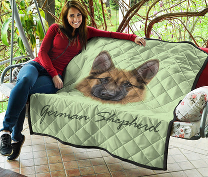 German Shepherd Dog Portrait Print Quilt