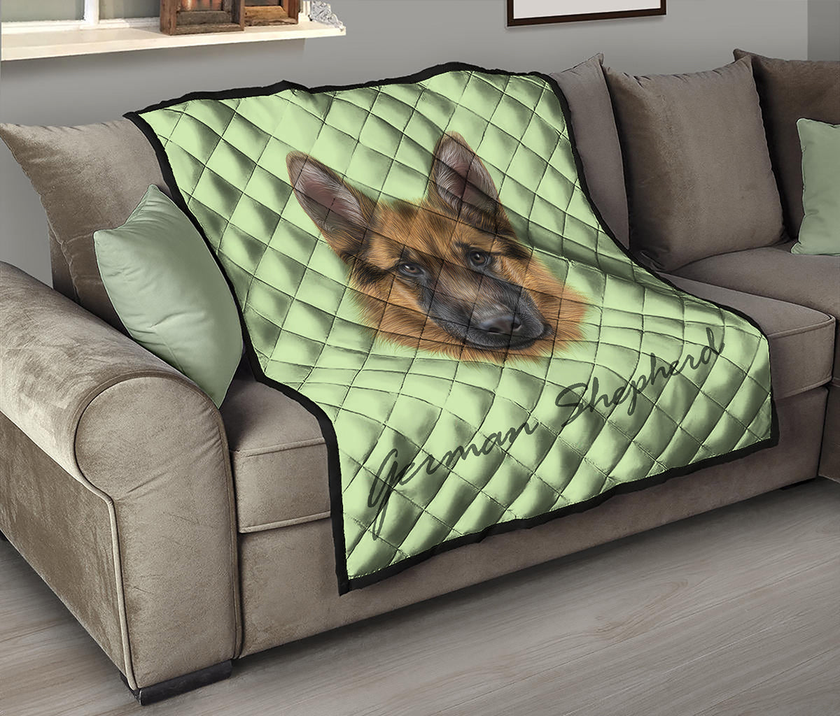 German Shepherd Dog Portrait Print Quilt
