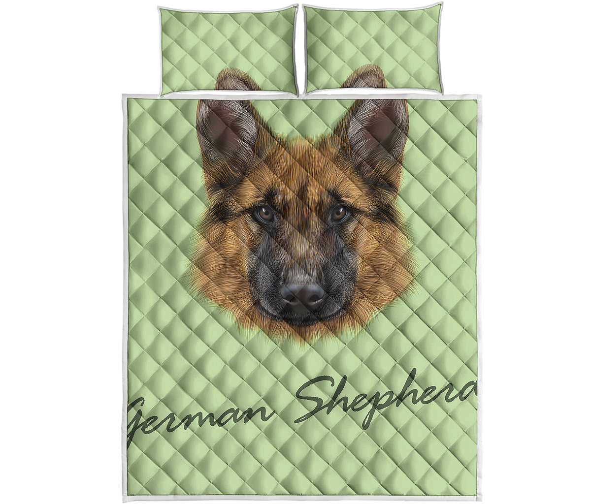 German Shepherd Dog Portrait Print Quilt Bed Set