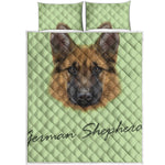 German Shepherd Dog Portrait Print Quilt Bed Set