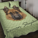 German Shepherd Dog Portrait Print Quilt Bed Set