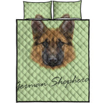 German Shepherd Dog Portrait Print Quilt Bed Set