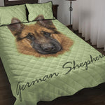 German Shepherd Dog Portrait Print Quilt Bed Set