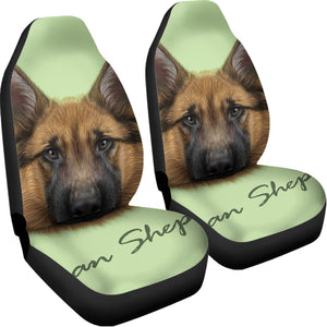 German Shepherd Dog Portrait Print Universal Fit Car Seat Covers