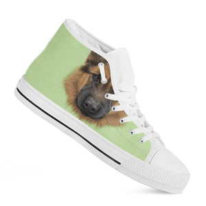 German Shepherd Dog Portrait Print White High Top Shoes